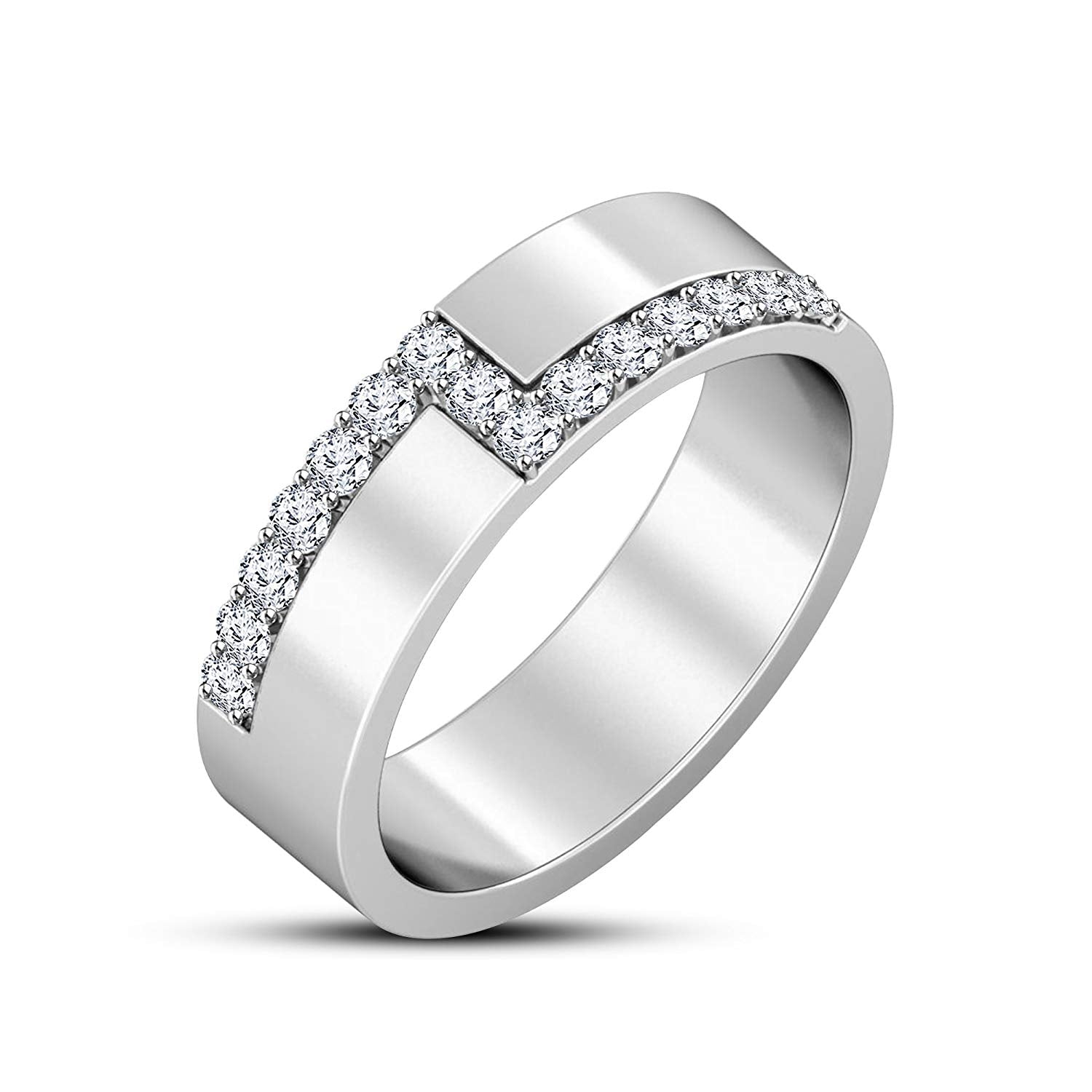atjewels Unique Style Round Cut White CZ Engagement Men's Band Ring in Solid 925 Sterling Silver MOTHER'S DAY SPECIAL OFFER - atjewels.in