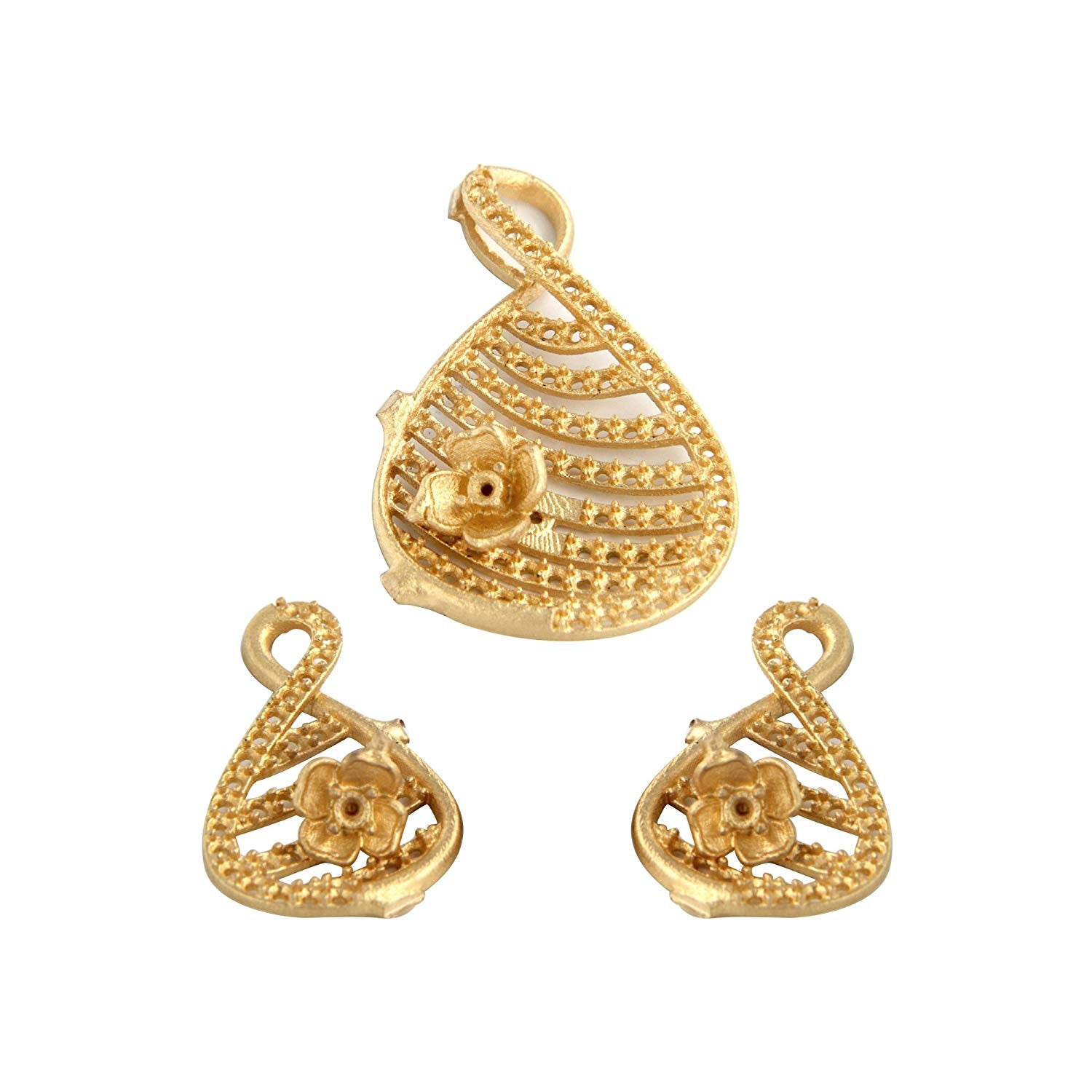 atjewels 14K Yellow Gold Over 925 Silver Mounting Pendant and Earrings Set For Women's MOTHER'S DAY SPECIAL OFFER - atjewels.in