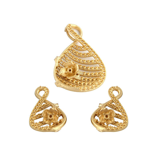 atjewels 14K Yellow Gold Over 925 Silver Mounting Pendant and Earrings Set For Women's MOTHER'S DAY SPECIAL OFFER - atjewels.in