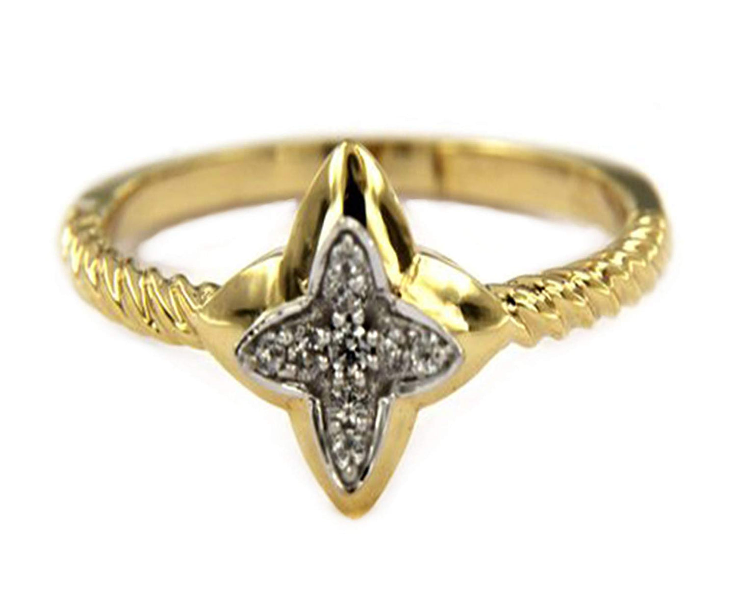 atjewels 0.14 TCW Round White Cubic Zirconia With 14K Yellow Gold Over 925 Sterling Silver Fancy Cluster Ring MOTHER'S DAY SPECIAL OFFER - atjewels.in