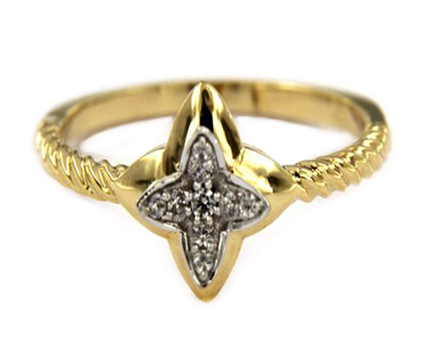 atjewels 0.14 TCW Round White Cubic Zirconia With 14K Yellow Gold Over 925 Sterling Silver Fancy Cluster Ring MOTHER'S DAY SPECIAL OFFER - atjewels.in