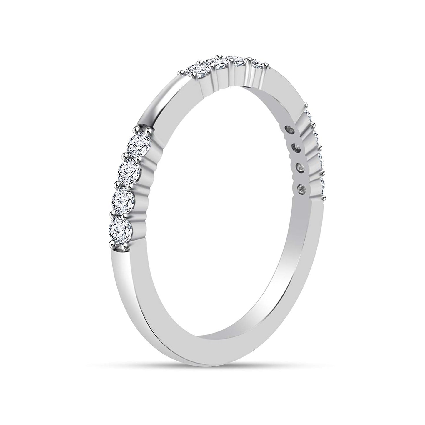 atjewels 18K White Gold Over 925 Sterling Silver Round White CZ Engagement Band Ring MOTHER'S DAY SPECIAL OFFER - atjewels.in