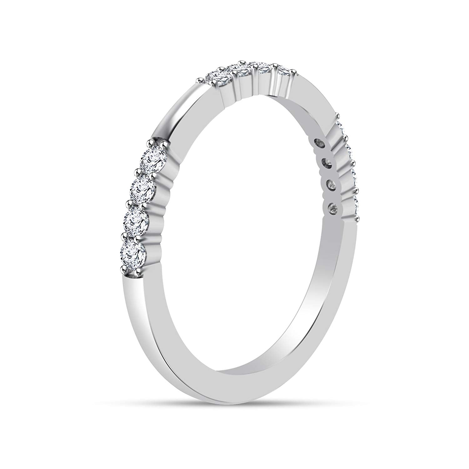 atjewels 18K White Gold Over 925 Sterling Silver Round White CZ Engagement Band Ring MOTHER'S DAY SPECIAL OFFER - atjewels.in