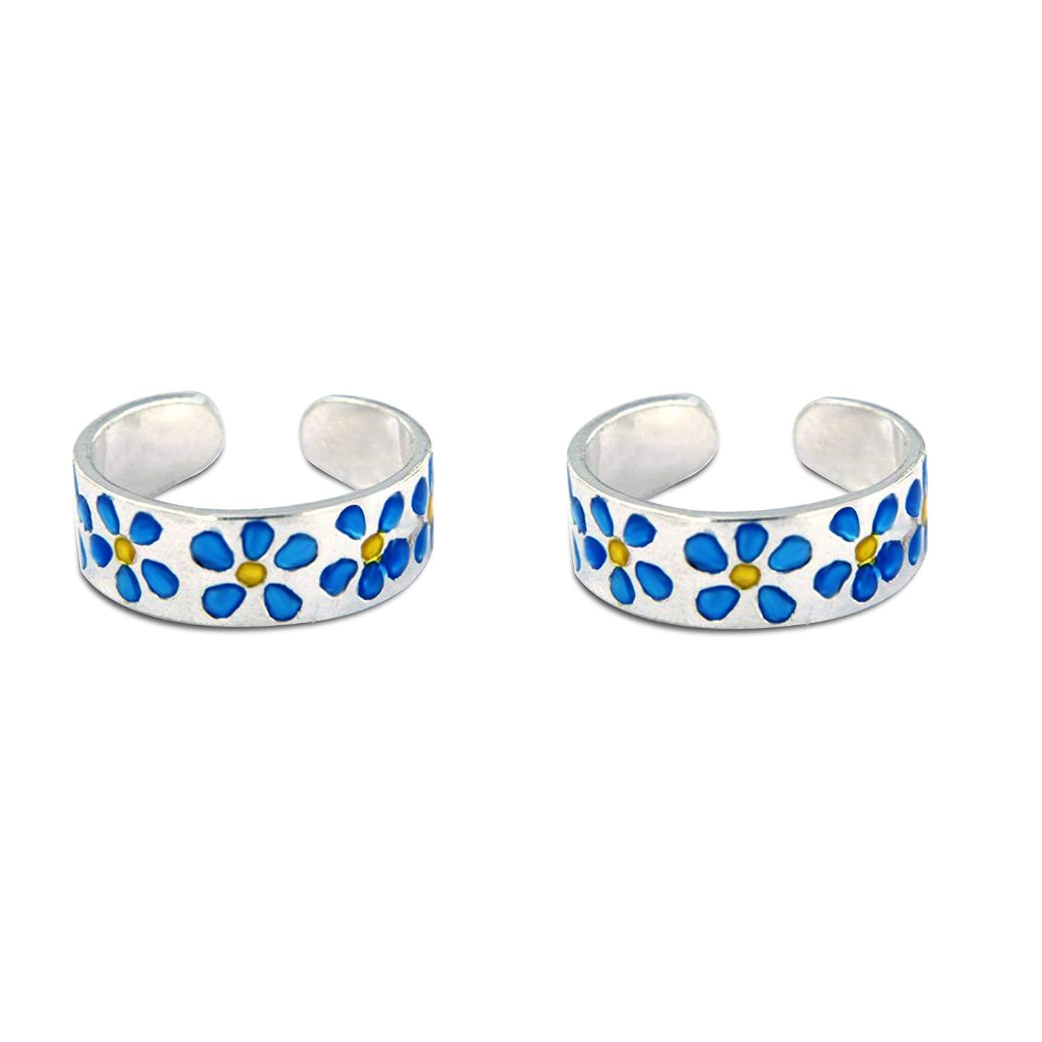 atjewels 925 Sterling Silver Multi Colour Adjustable ToeRing for Women - atjewels.in