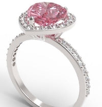 2 CT Heart Cut Pink Sapphire Diamond 925 Sterling Silver Halo Engagement Ring