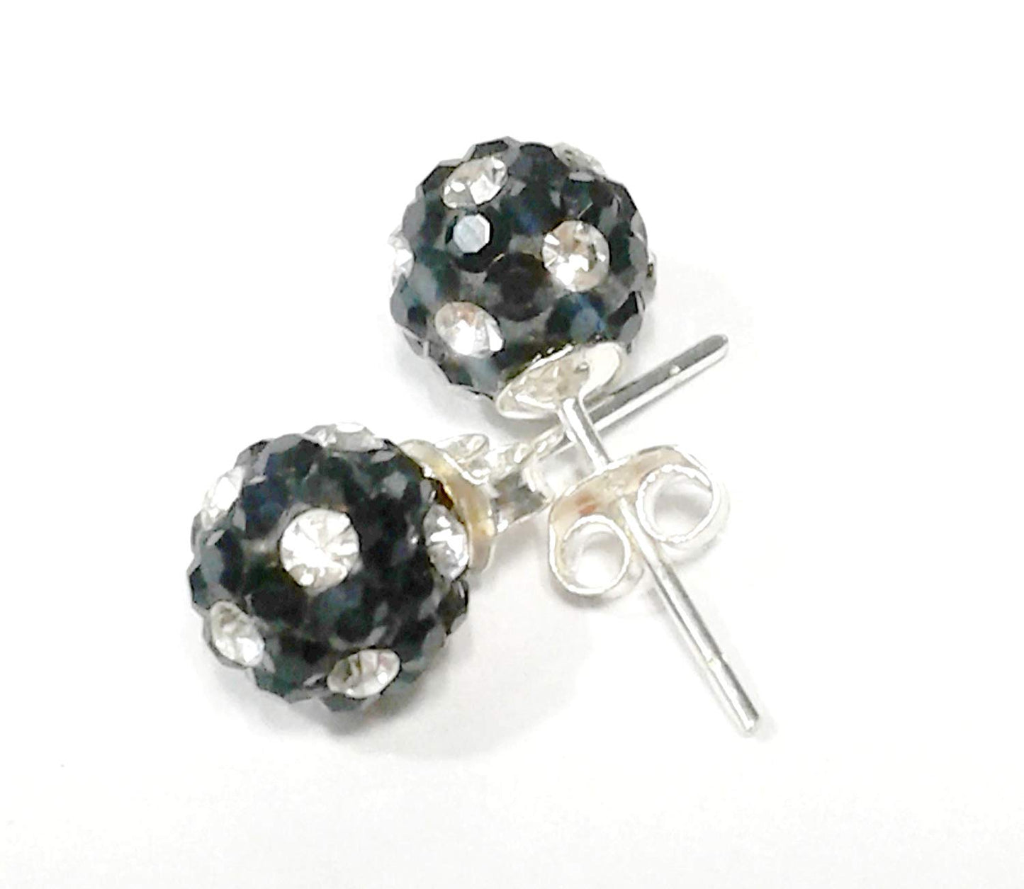 atjewels Round Cut Crystal Sterling Silver Pave Ball Stud Earrings, Crystal Fireball Disco Ball Earrings 1 Pair For Girl's and Women's Fancy Party Wear Earrings - atjewels.in