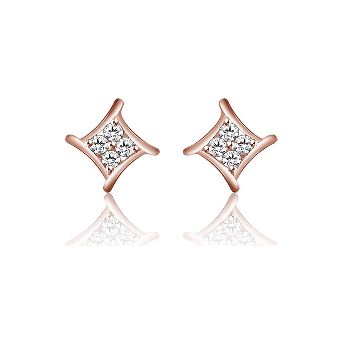 atjewels 18K Rose Gold Over Sterling Silver Round Cut White CZ Stud Earrings For Women's MOTHER'S DAY SPECIAL OFFER - atjewels.in
