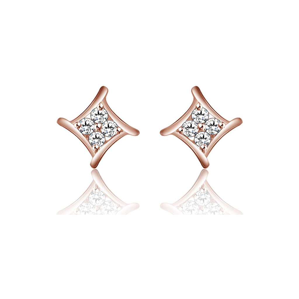 atjewels 18K Rose Gold Over Sterling Silver Round Cut White CZ Stud Earrings For Women's MOTHER'S DAY SPECIAL OFFER - atjewels.in