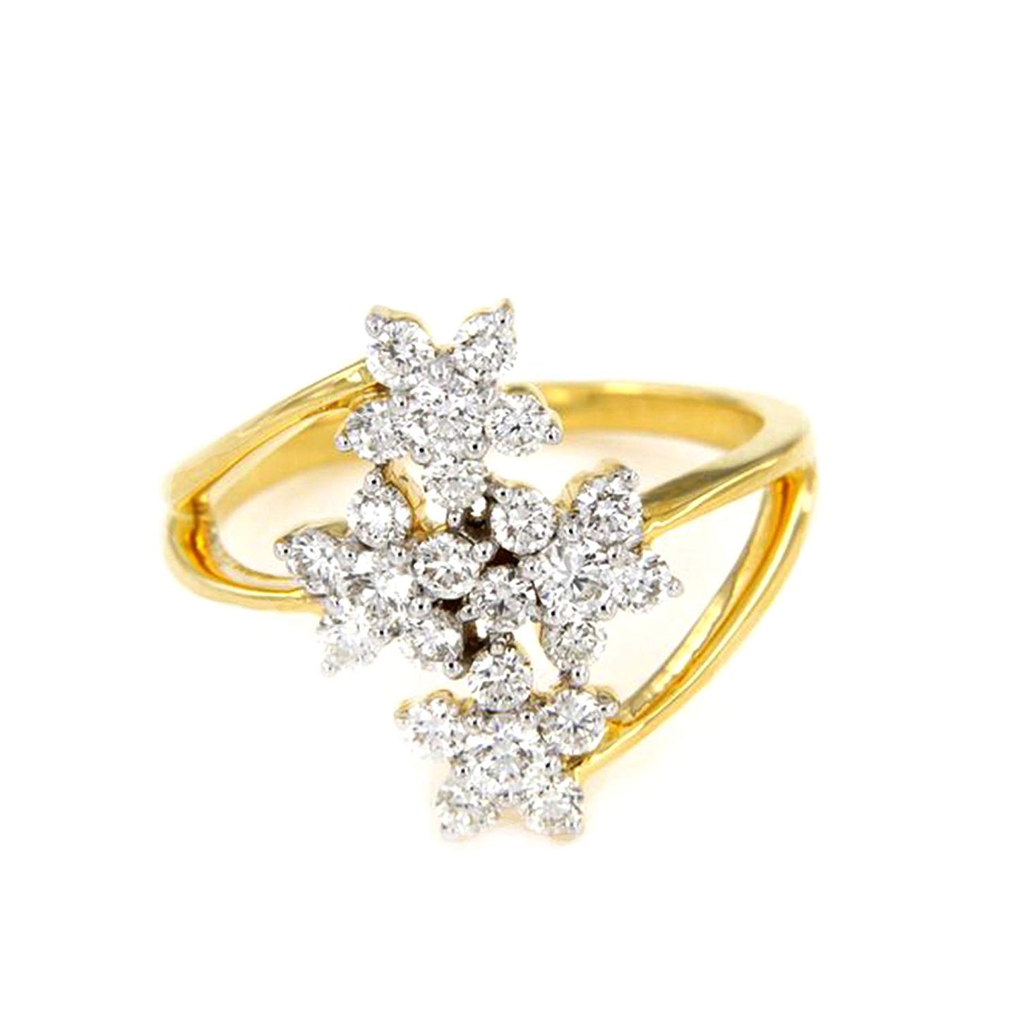 atjewels 18K Yellow Gold Over .925 Sterling Round White CZ Flower Ring MOTHER'S DAY SPECIAL OFFER - atjewels.in