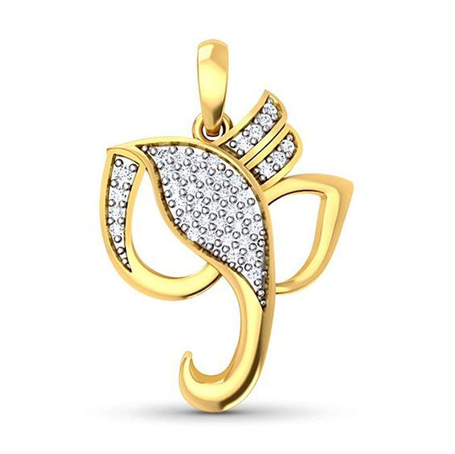 atjewels Ganesh Festival Special 14K Two Tone Gold Plated .925 Steling Silver Round Cut White Cubic Zirconia Without Chain Ganesh Pendant MOTHER'S DAY SPECIAL OFFER - atjewels.in