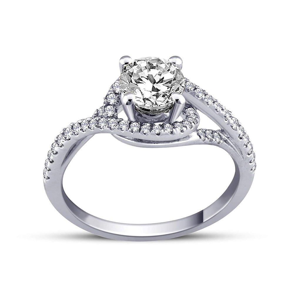 atjewels White Gold On .925 Sterling Silver White CZ Solitaire With Accent Ring MOTHER'S DAY SPECIAL OFFER - atjewels.in