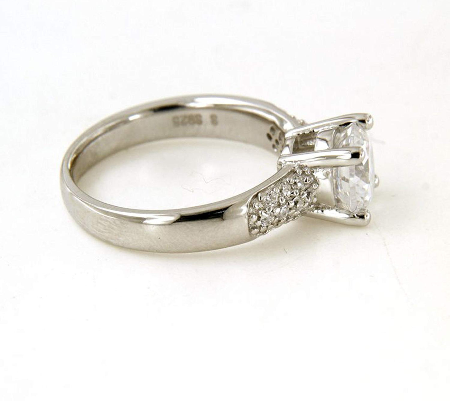 atjewels Round Cut White Cubic Zirconia .925 Sterling Silver Solitaire w/ Accents Engagement Ring For Women's MOTHER'S DAY SPECIAL OFFER - atjewels.in