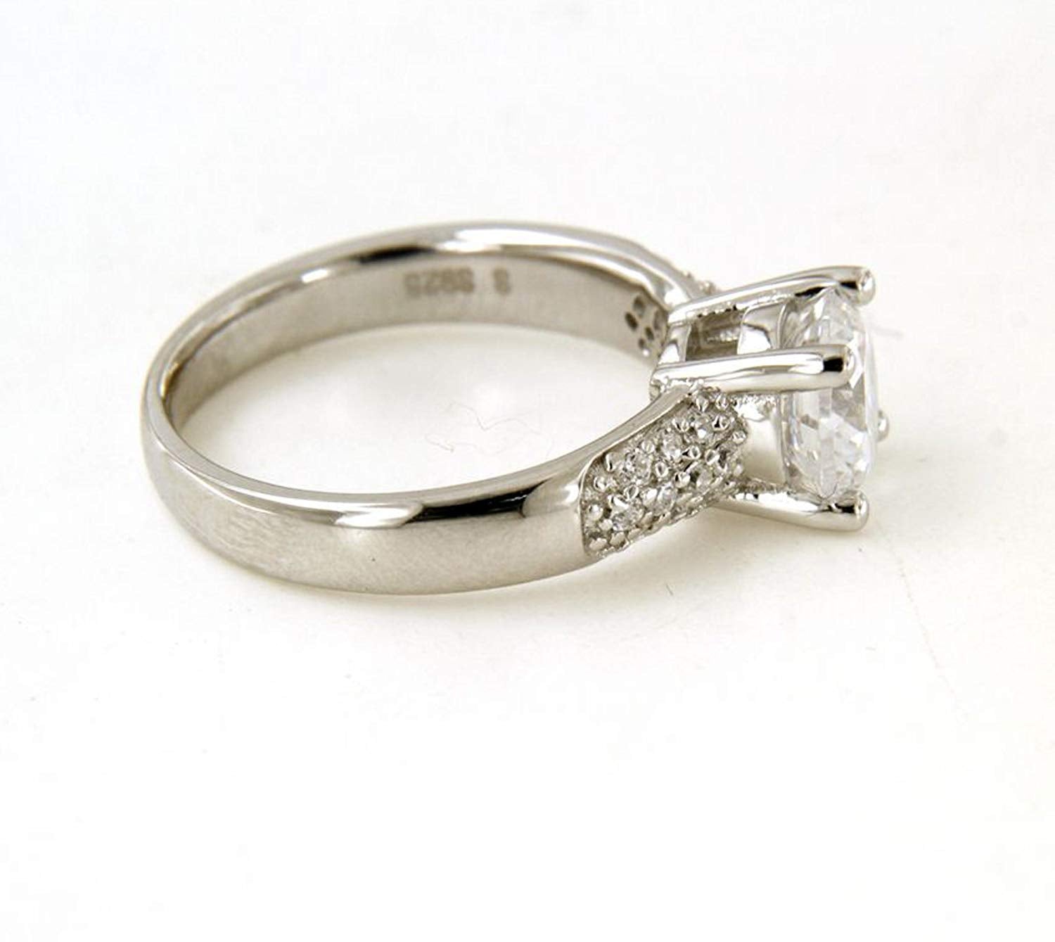 atjewels Round Cut White Cubic Zirconia .925 Sterling Silver Solitaire w/ Accents Engagement Ring For Women's MOTHER'S DAY SPECIAL OFFER - atjewels.in