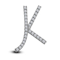 Mothers Day 14K White Gold Over .925 Sterling Silver White Cubic Zirconia Alphabet K Letter Pendant Pave Set - atjewels.in