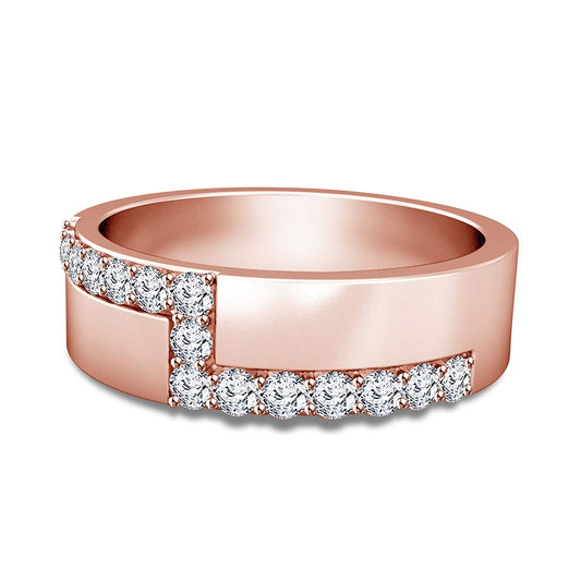 atjewels Unique Style Round White Zirconia Engagement Men's Band Ring in 14K Rose Gold Plated on 925 Silver MOTHER'S DAY SPECIAL OFFER - atjewels.in