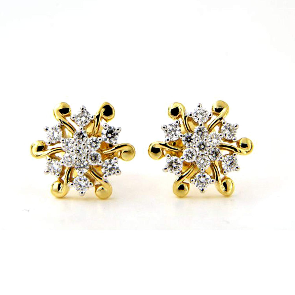 AVSAR 18k 750 Yellow Gold and Diamond Stud Earrings for Women   Amazonin Fashion