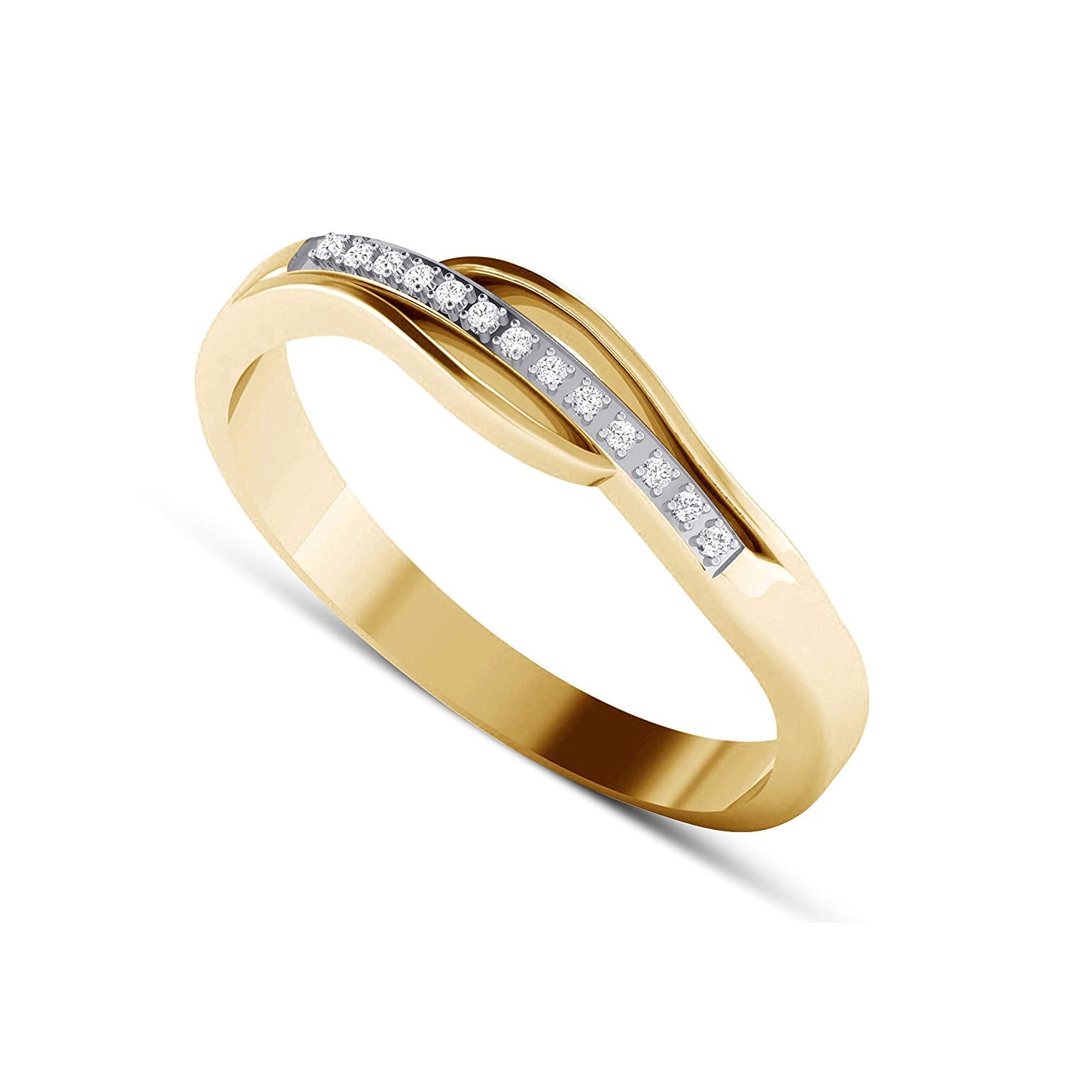 atjewels 14K Yellow Gold Over 925 Sterling Round White Zirconia Anniversary Band Ring Size US 4.5 MOTHER'S DAY SPECIAL OFFER - atjewels.in