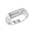 atjewels 14k White Gold Over 925 Sterling Silver White Round Zirconia Wedding Band Ring For Men's MOTHER'S DAY SPECIAL OFFER - atjewels.in