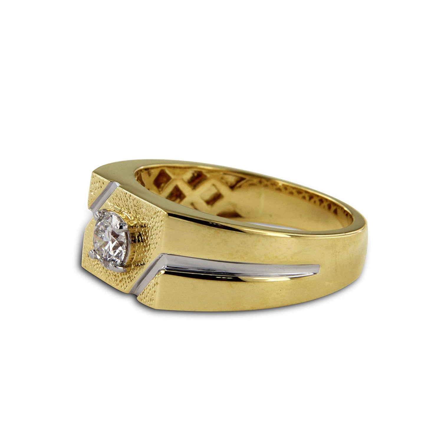 atjewels White Round CZ Two tone Gold Over 925 Sterling Silver in Prong Set Mens Band Ring MOTHER'S DAY SPECIAL OFFER - atjewels.in
