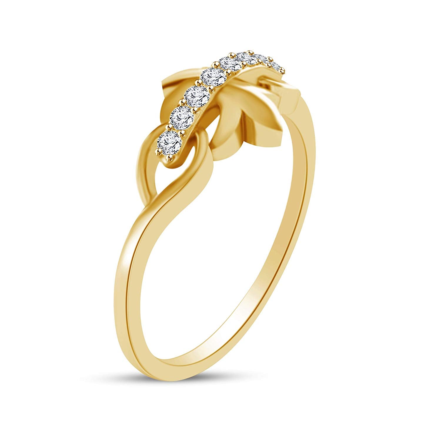 atjewels Day Offers 14K Yellow Gold on 925 Silver Round White CZ Fashion Ring For Women's MOTHER'S DAY SPECIAL OFFER - atjewels.in