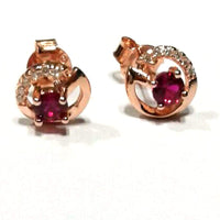 atjewels Round Cut Red Ruby & White CZ 14k Rose Gold Over 925 Sterling Silver Stud Earrings For Girl's and Women's For MOTHER'S DAY SPECIAL OFFER - atjewels.in