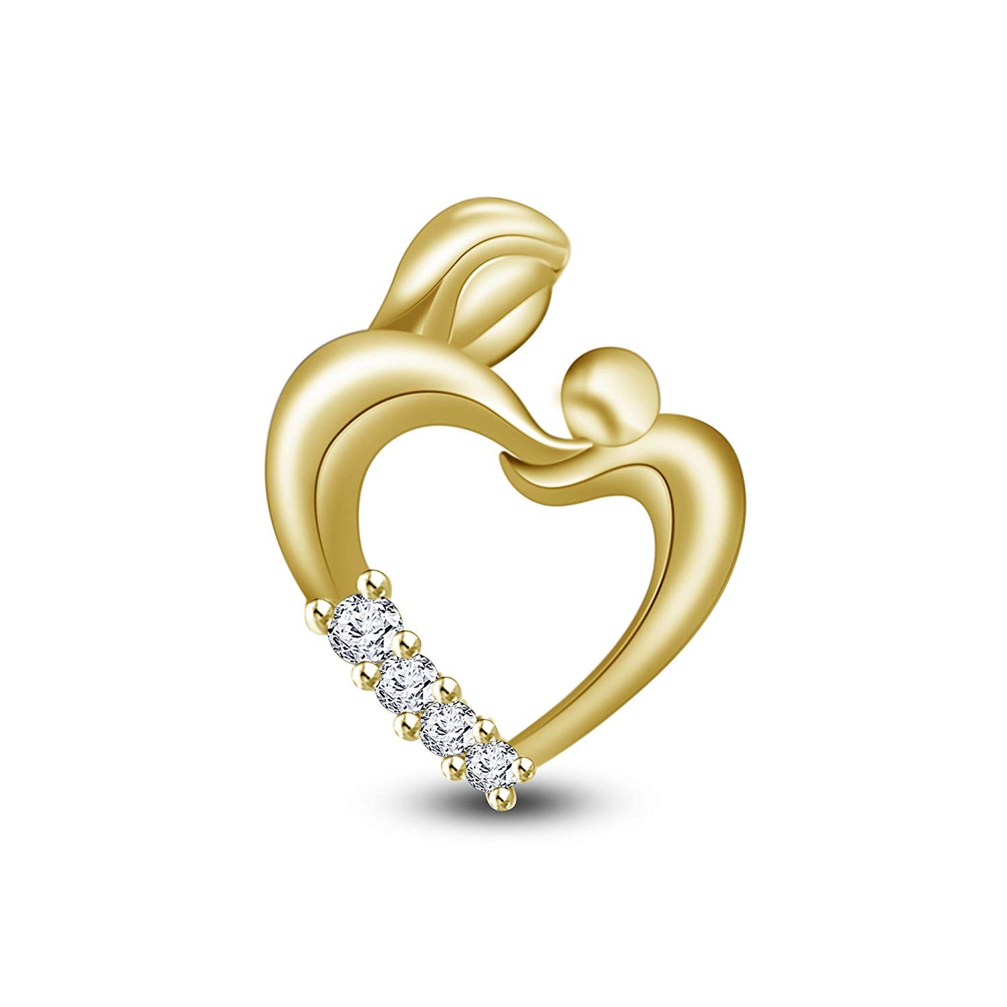 atjewels 18K Yellow Gold Over 925 Sterling Silver Round Cut White Cubic Zirconia Promise Mom and Baby Pendant For Women's MOTHER'S DAY SPECIAL OFFER - atjewels.in