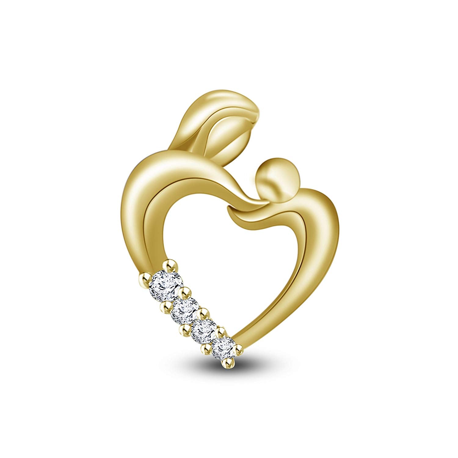 atjewels 18K Yellow Gold Over 925 Sterling Silver Round Cut White Cubic Zirconia Promise Mom and Baby Pendant For Women's MOTHER'S DAY SPECIAL OFFER - atjewels.in