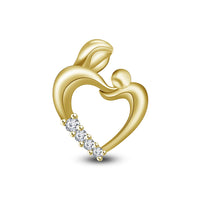 atjewels 18K Yellow Gold Over 925 Sterling Silver Round Cut White Cubic Zirconia Promise Mom and Baby Pendant For Women's MOTHER'S DAY SPECIAL OFFER - atjewels.in
