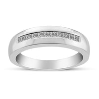 atjewels 18K White Gold Over 925 Sterling Princess Cut White Cubic Zirconia Wedding Band Ring MOTHER'S DAY SPECIAL OFFER - atjewels.in