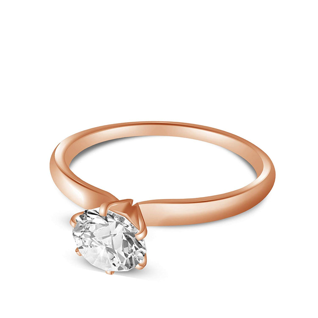 atjewels 14K Rose Gold Plated On 925 Silver Round White CZ Solitaire Engagement Ring MOTHER'S DAY SPECIAL OFFER - atjewels.in