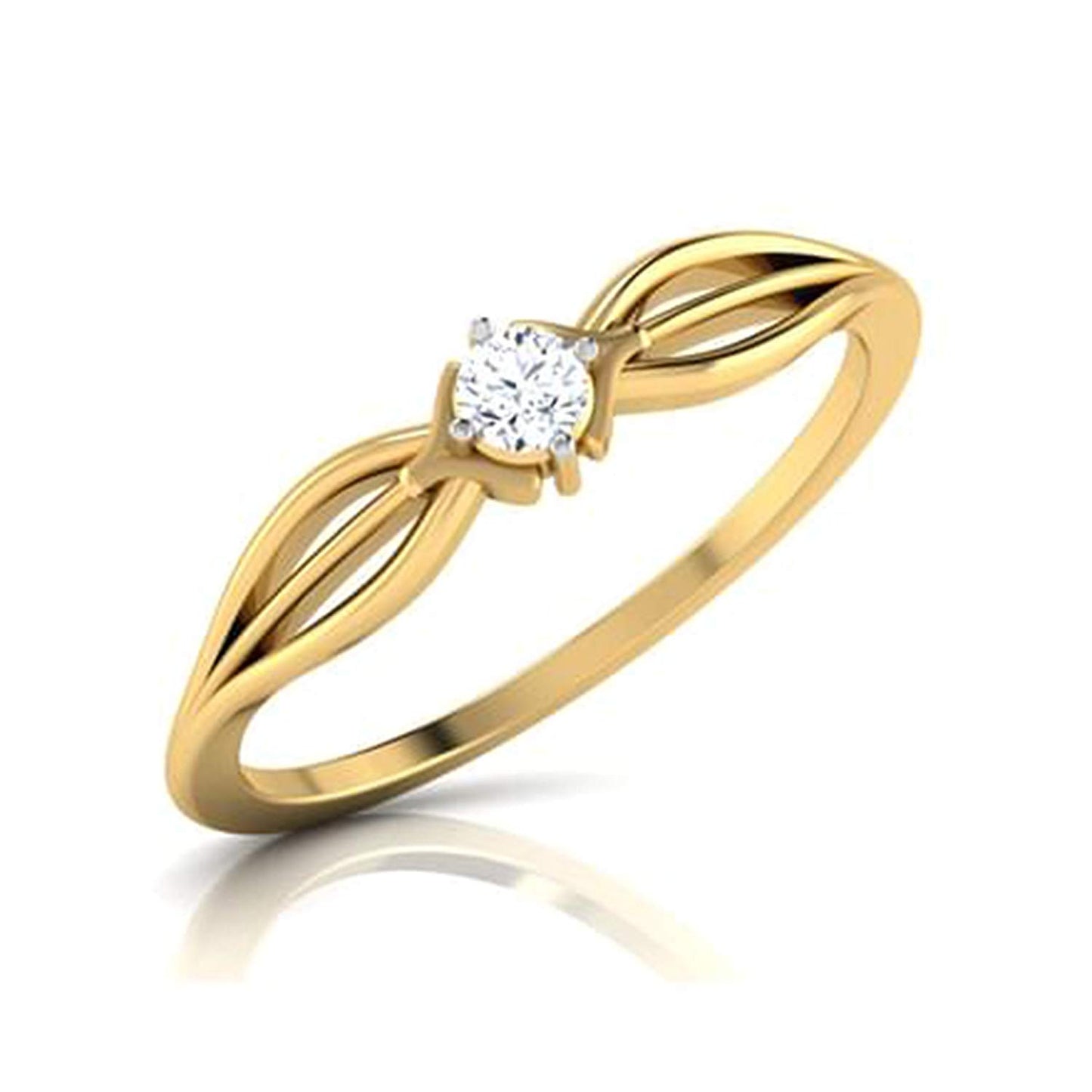 atjewels Gorgeous 14K Yellow Gold Plated on 925 Sterling Silver White Zirconia Solitaire Ring MOTHER'S DAY SPECIAL OFFER - atjewels.in