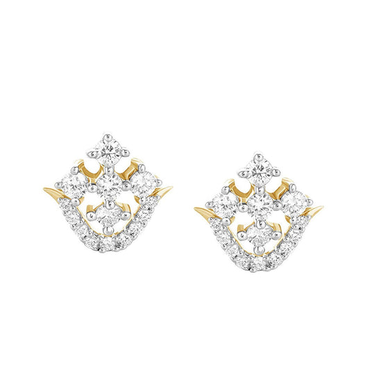 atjewels Engagement Stud Earrings Round White Zirconia in 14K Two tone Gold Over 925 Sterling Silver For Women's MOTHER'S DAY SPECIAL OFFER - atjewels.in