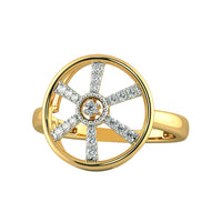 atjewels 14k Yellow Gold Over .925 Sterling Silver Round Cut White CZ Wheel Ring For Unisex MOTHER'S DAY SPECIAL OFFER - atjewels.in