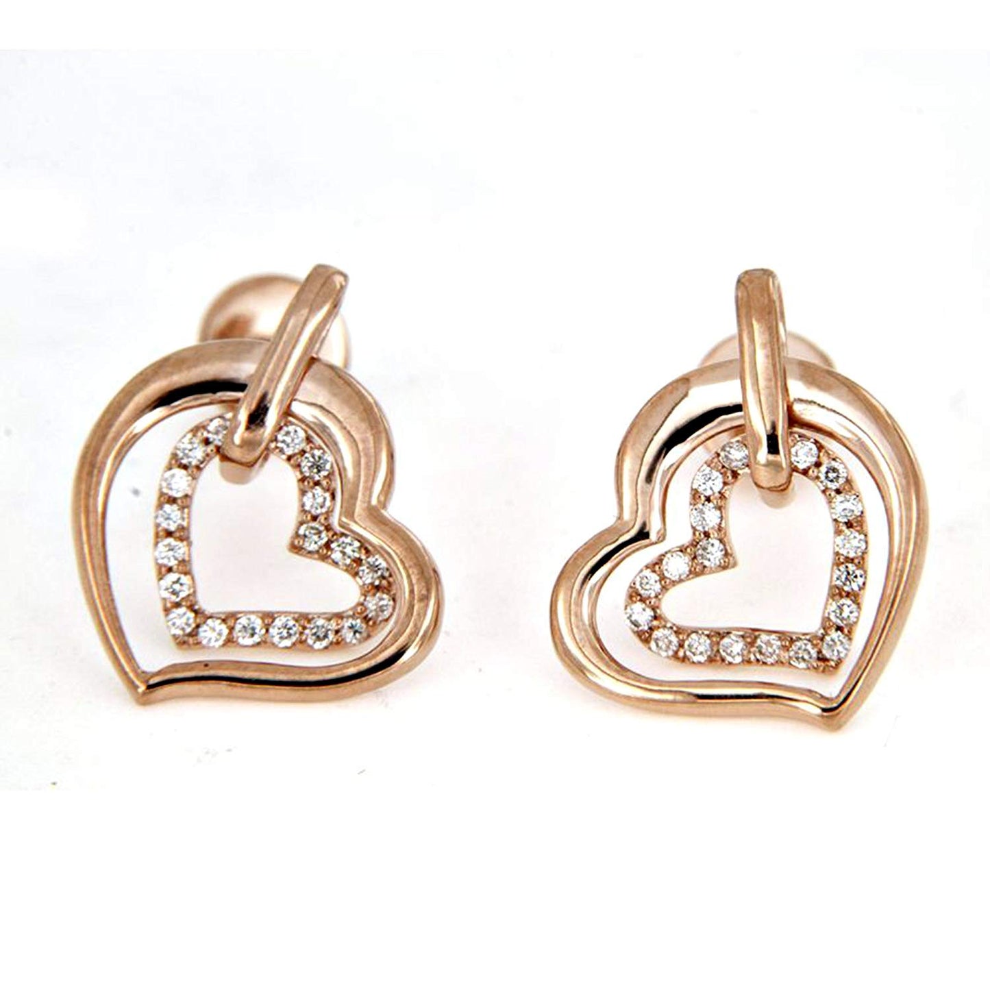 atjewels 14K Rose Gold Over .925 Sterling Silver Round Cut White CZ Wedding Heart Earring MOTHER'S DAY SPECIAL OFFER - atjewels.in