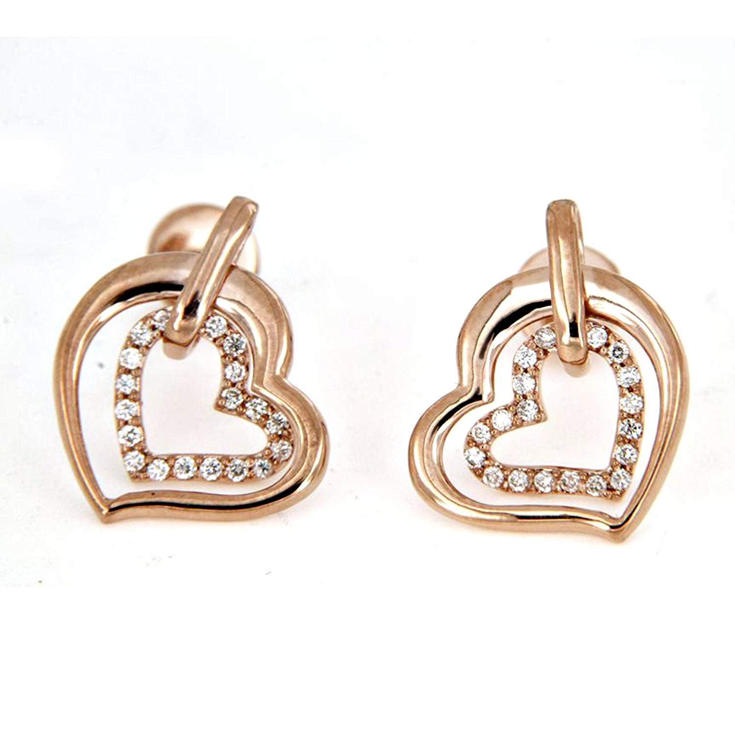 atjewels 14K Rose Gold Over .925 Sterling Silver Round Cut White CZ Wedding Heart Earring MOTHER'S DAY SPECIAL OFFER - atjewels.in