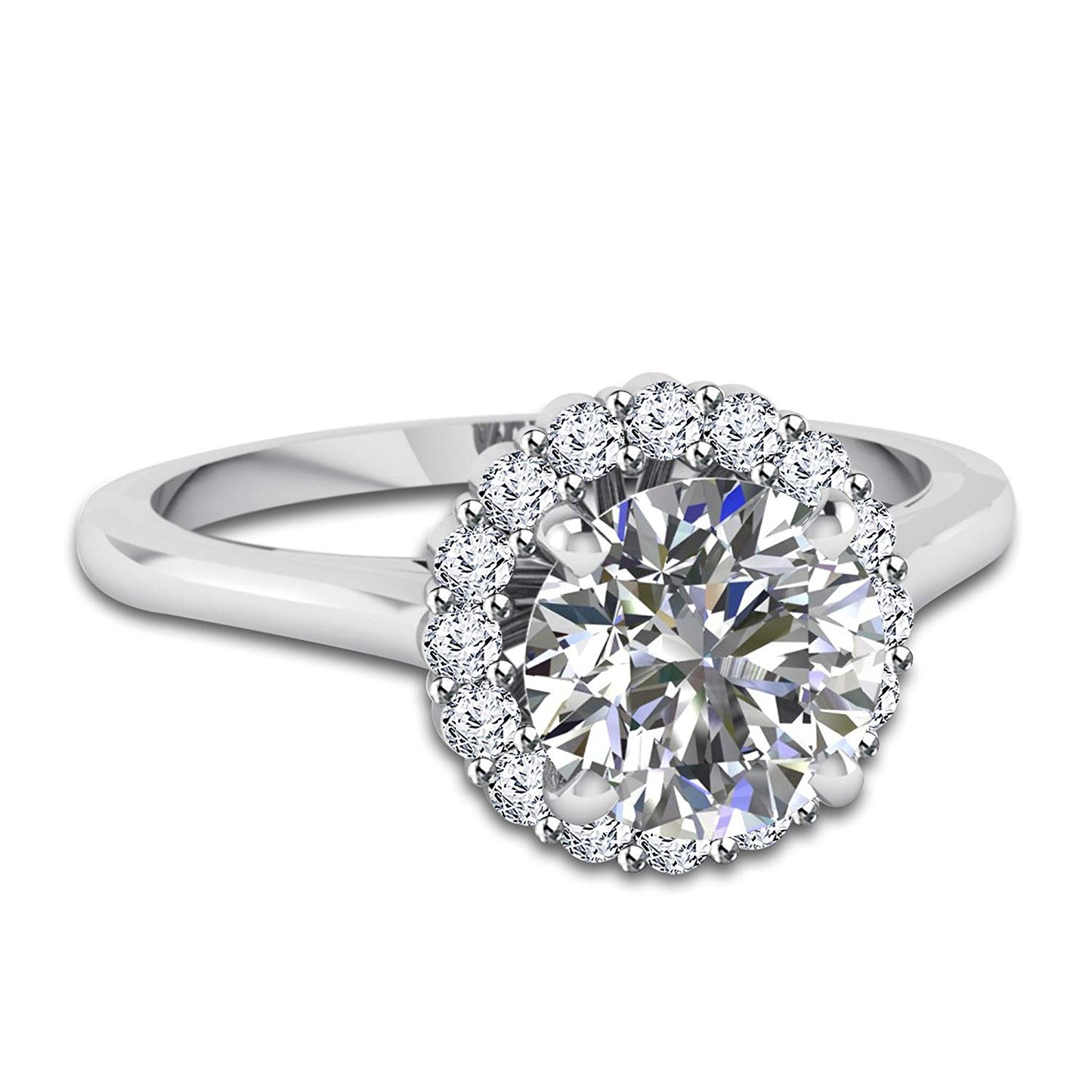 atjewels White CZ 18K White Gold Over Sterling Silver Solitaire With Accents Ring For Women's MOTHER'S DAY SPECIAL OFFER - atjewels.in