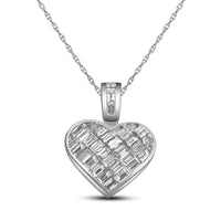 atjewels 18K White Gold On .925 Sterling Silver Radiant Cut White Diamond Heart Shape Pendant for Women's MOTHER'S DAY SPECIAL OFFER - atjewels.in