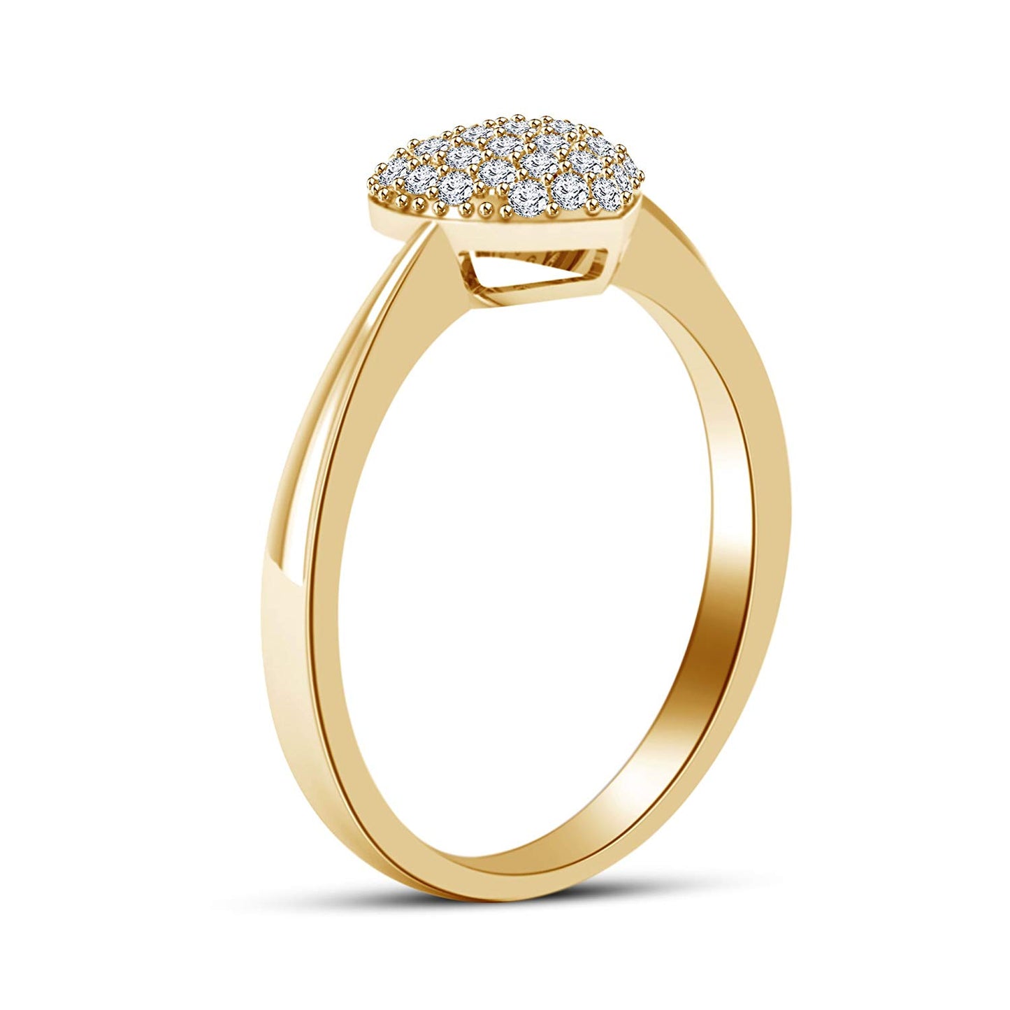 atjewels 18K Yellow Gold on .925 Sterling Silver Round White Diamond Heart Ring For Women's MOTHER'S DAY SPECIAL OFFER - atjewels.in