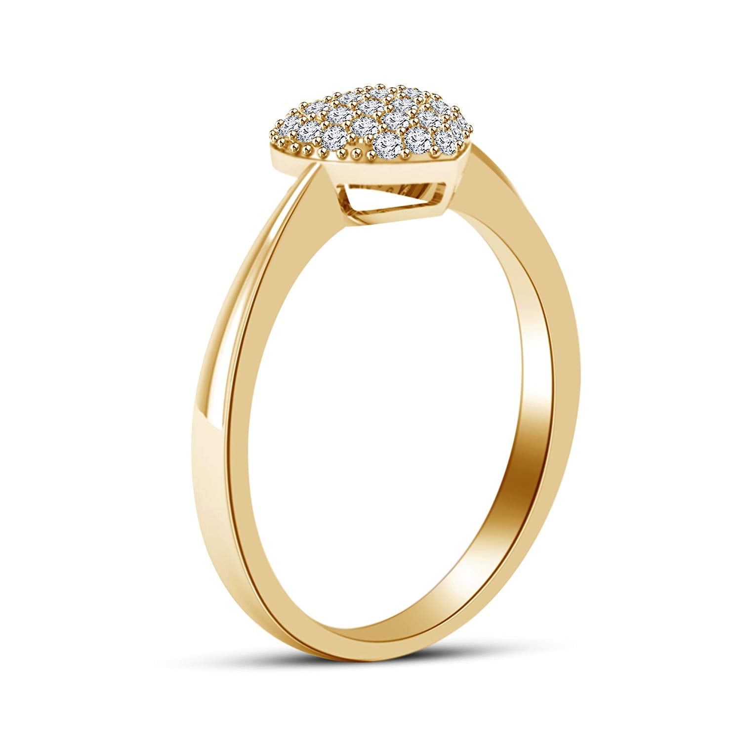 atjewels 18K Yellow Gold on .925 Sterling Silver Round White Diamond Heart Ring For Women's MOTHER'S DAY SPECIAL OFFER - atjewels.in