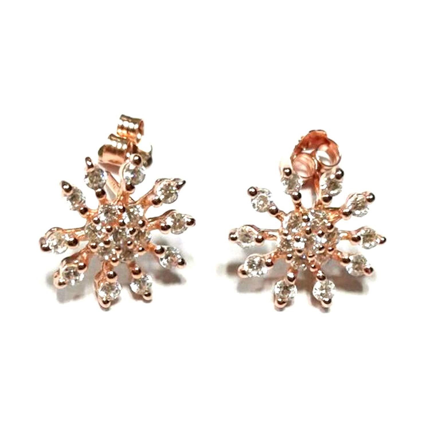 atjewels Round Cut White CZ 14k Rose Gold Over 925 Sterling Silver Crown Stud Earrings For Girl's and Women's For MOTHER'S DAY SPECIAL OFFER - atjewels.in