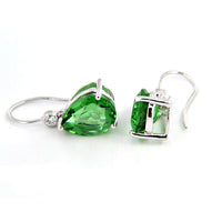 atjewels Pear & Round Green Emerald & White CZ .925 Sterling Silver Drop Earrings For Girl's & Women's For MOTHER'S DAY SPECIAL OFFER - atjewels.in
