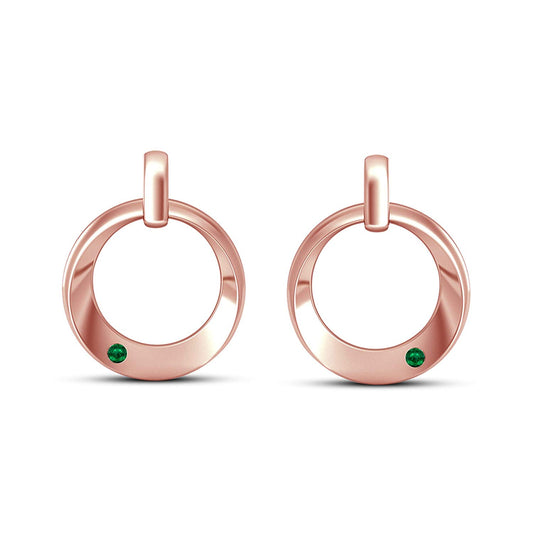 atjewels Round Green Emerald 14K Rose Gold Plated on 925 Silver Dewy Iren Earrings MOTHER'S DAY SPECIAL OFFER - atjewels.in