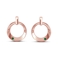 atjewels Round Green Emerald 14K Rose Gold Plated on 925 Silver Dewy Iren Earrings MOTHER'S DAY SPECIAL OFFER - atjewels.in