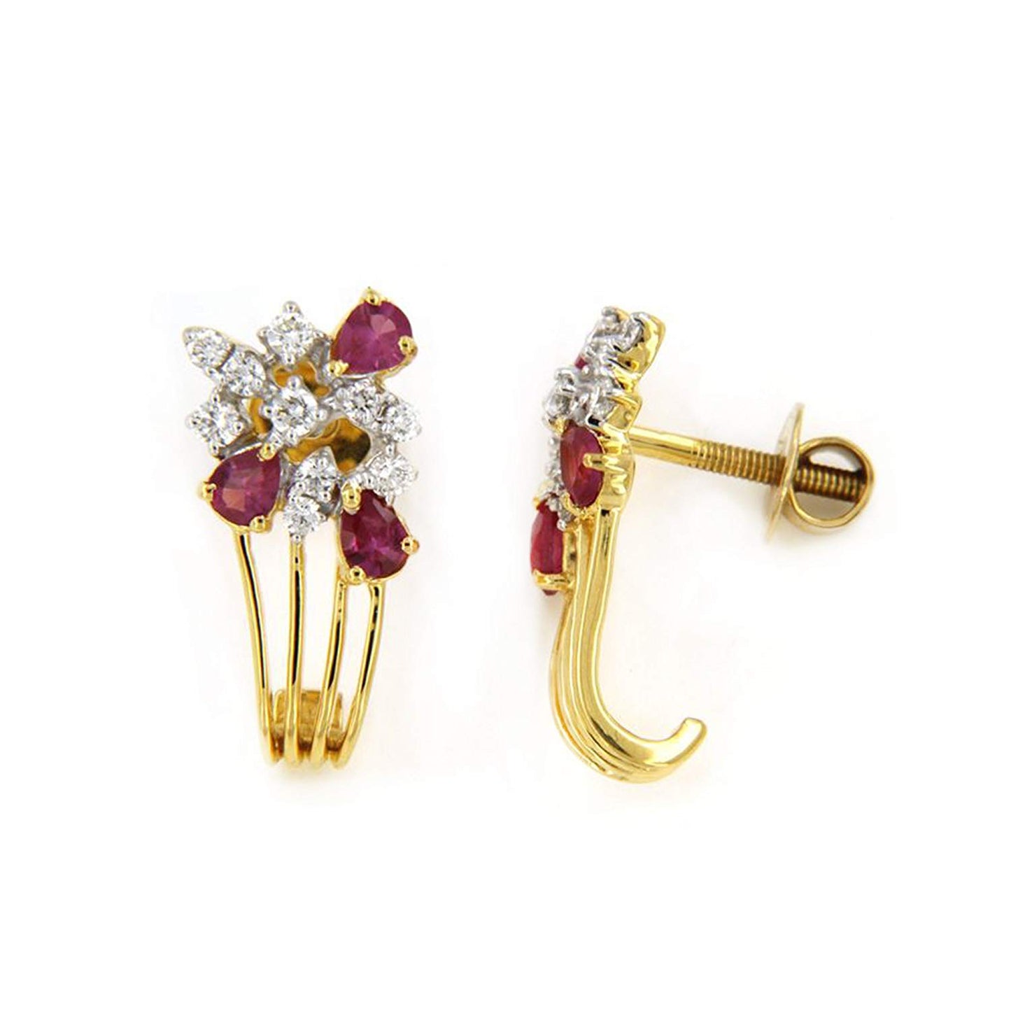 atjewels 14K Yellow Gold On 925 Silver Multi Shape Anniversary Pendant and Earrings Set MOTHER'S DAY SPECIAL OFFER - atjewels.in