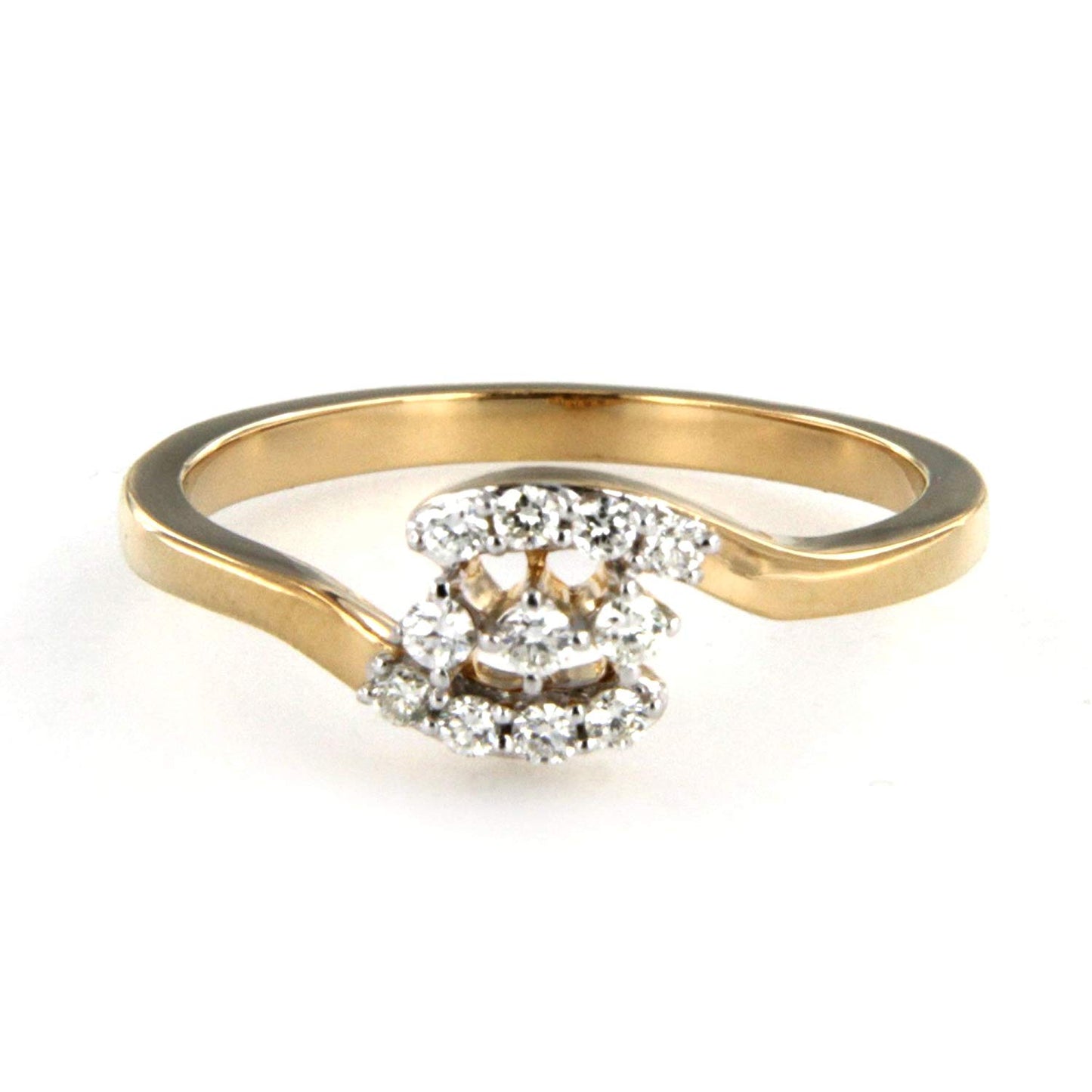 atjewels 14K Yellow & White Gold Over 925 Sterling Silver Round White CZ Bypass Flower Ring MOTHER'S DAY SPECIAL OFFER - atjewels.in