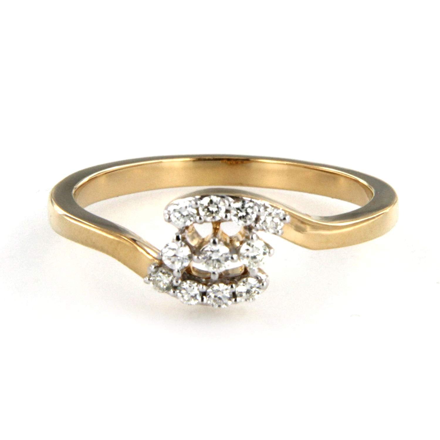 atjewels 14K Yellow & White Gold Over 925 Sterling Silver Round White CZ Bypass Flower Ring MOTHER'S DAY SPECIAL OFFER - atjewels.in