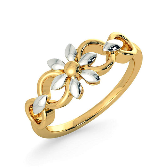 atjewels Two-tone .925 Sterling Silver Flower Ring For Girl's and Women's For Navratri Special - atjewels.in