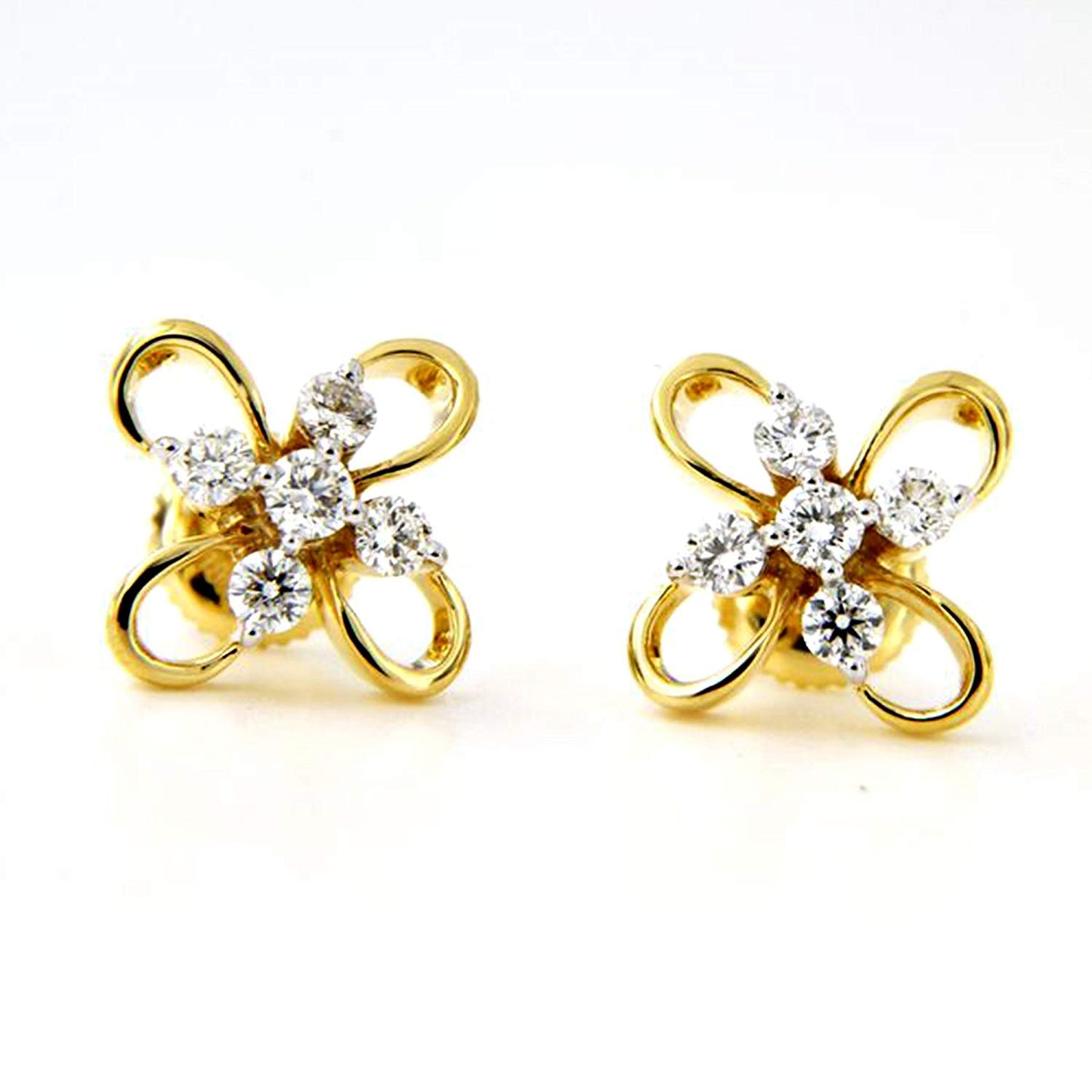 atjewels Cubic Zirconia Round Cut Stud Earrings In 18k Yellow Gold Plated On .925 Sterling Silver MOTHER'S DAY SPECIAL OFFER - atjewels.in