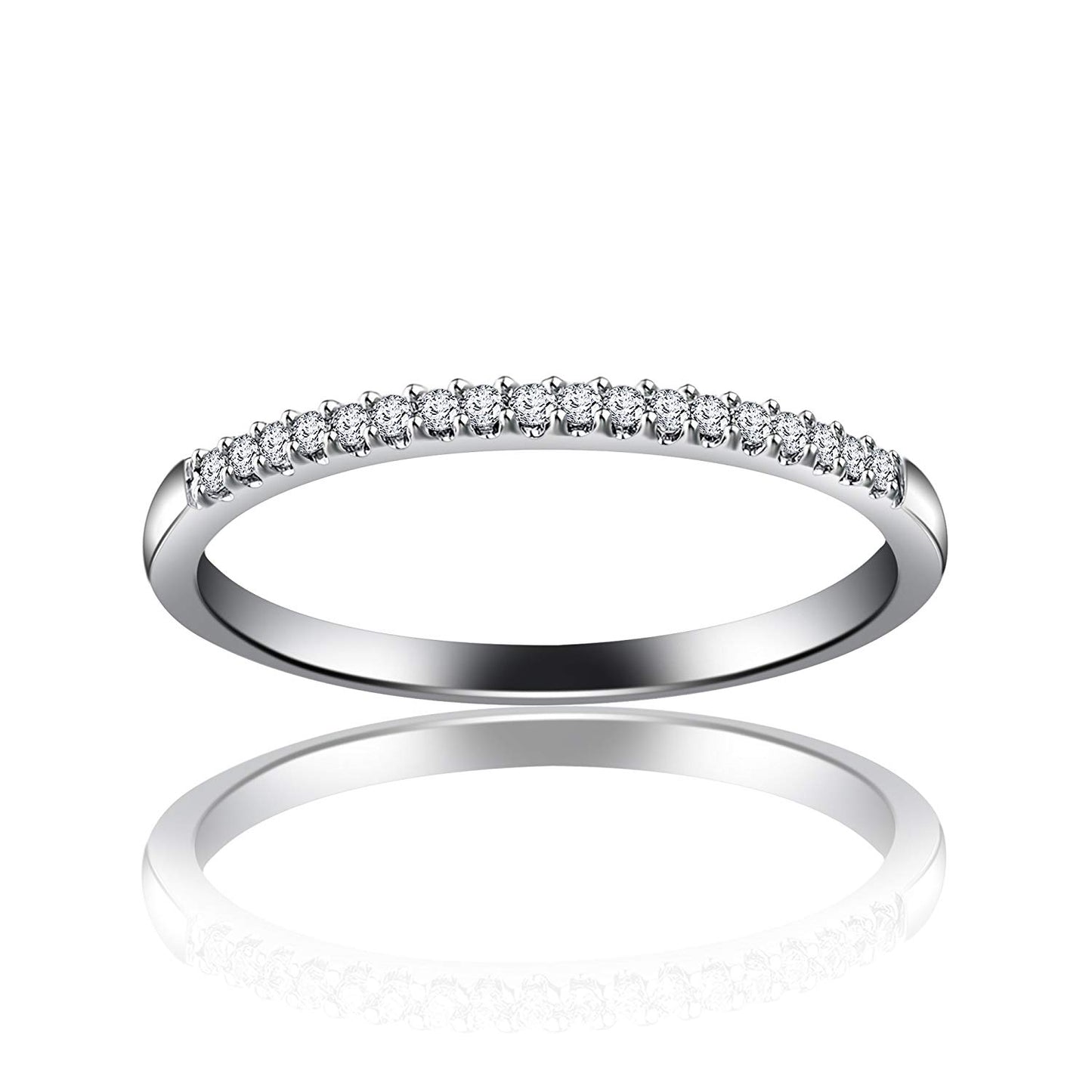 atjewels White Cubic Zirconia With 18K White Gold Over .925 Sterling Silver Wedding Band Ring MOTHER'S DAY SPECIAL OFFER - atjewels.in