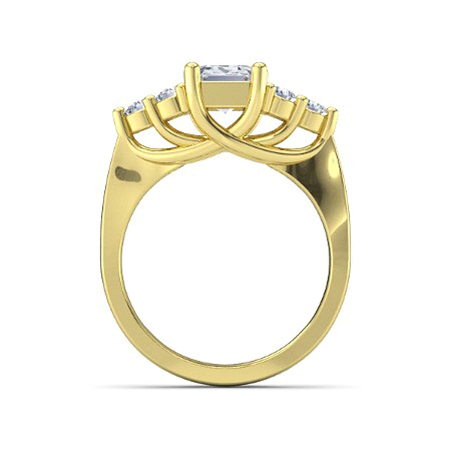 atjewels 18K Yellow Gold Over 925 Silver Emerald and Round White CZ Engagement Ring MOTHER'S DAY SPECIAL OFFER - atjewels.in